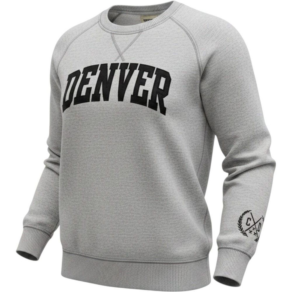 New York Popular Denver Crewneck Sweatshirt Mens Medium Gray‎ Fleece Pullover